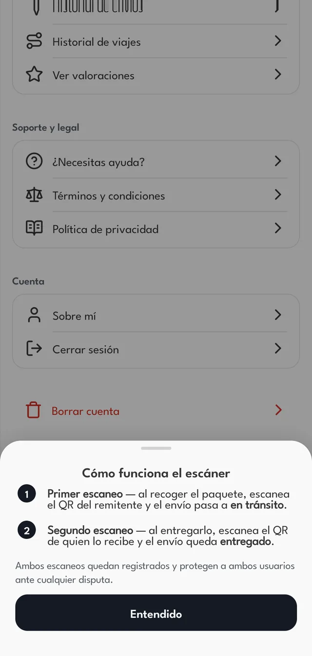 Y otra vez al entregar