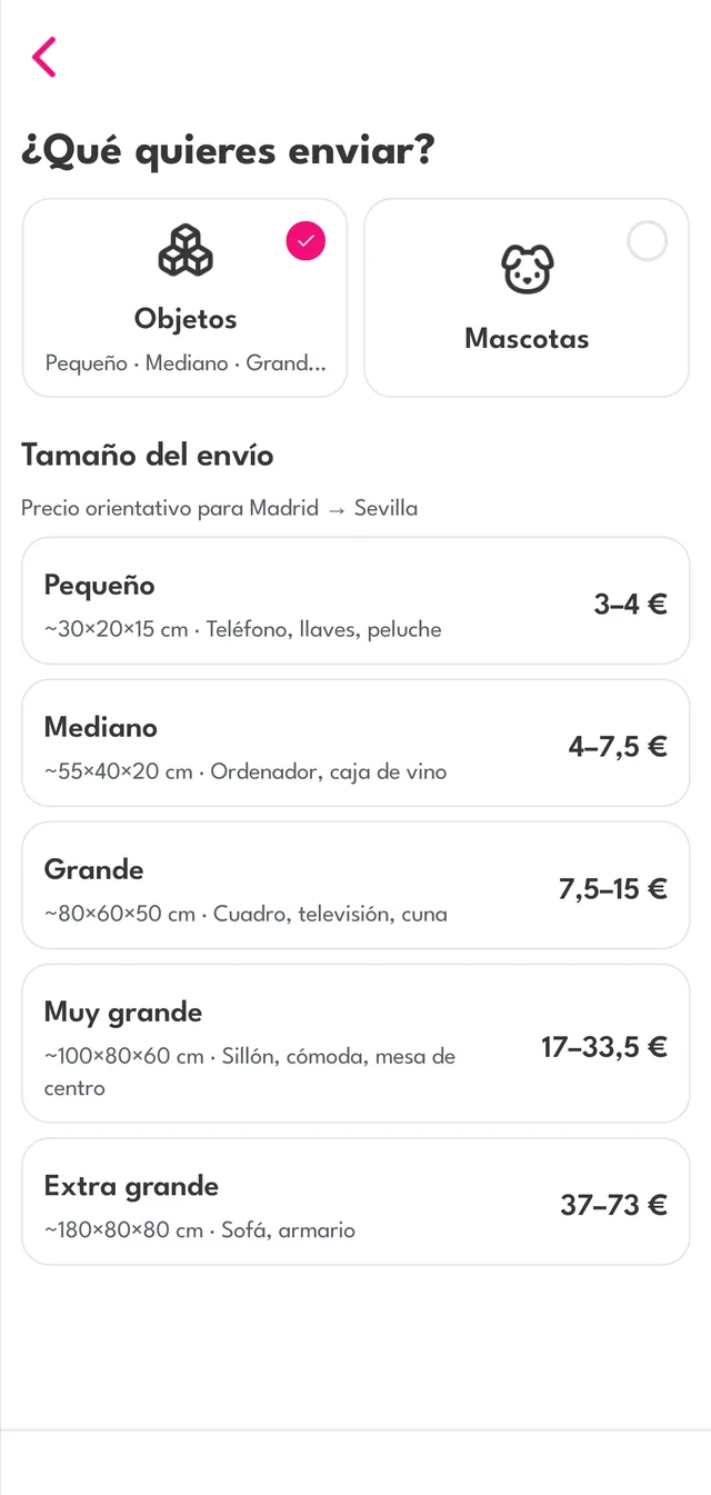Elige el tamaño